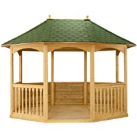 Jardín Verde - Quiosco Octagonal &quot-Brompton&quot- de Madera con Suelo y Balaustrada. Techo de Tejas Asfálticas. Dimensiones…